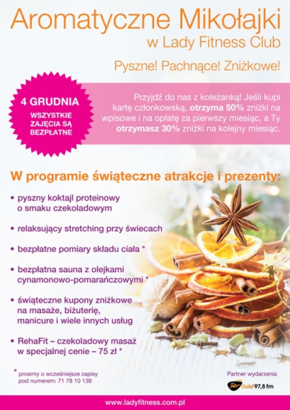 Wrocław: Aromatyczne Mikołajki w Lady Fitness Club