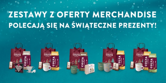 Świąteczna Oferta Merchandise oraz słodkości Costa Coffee polecają się na Święta
